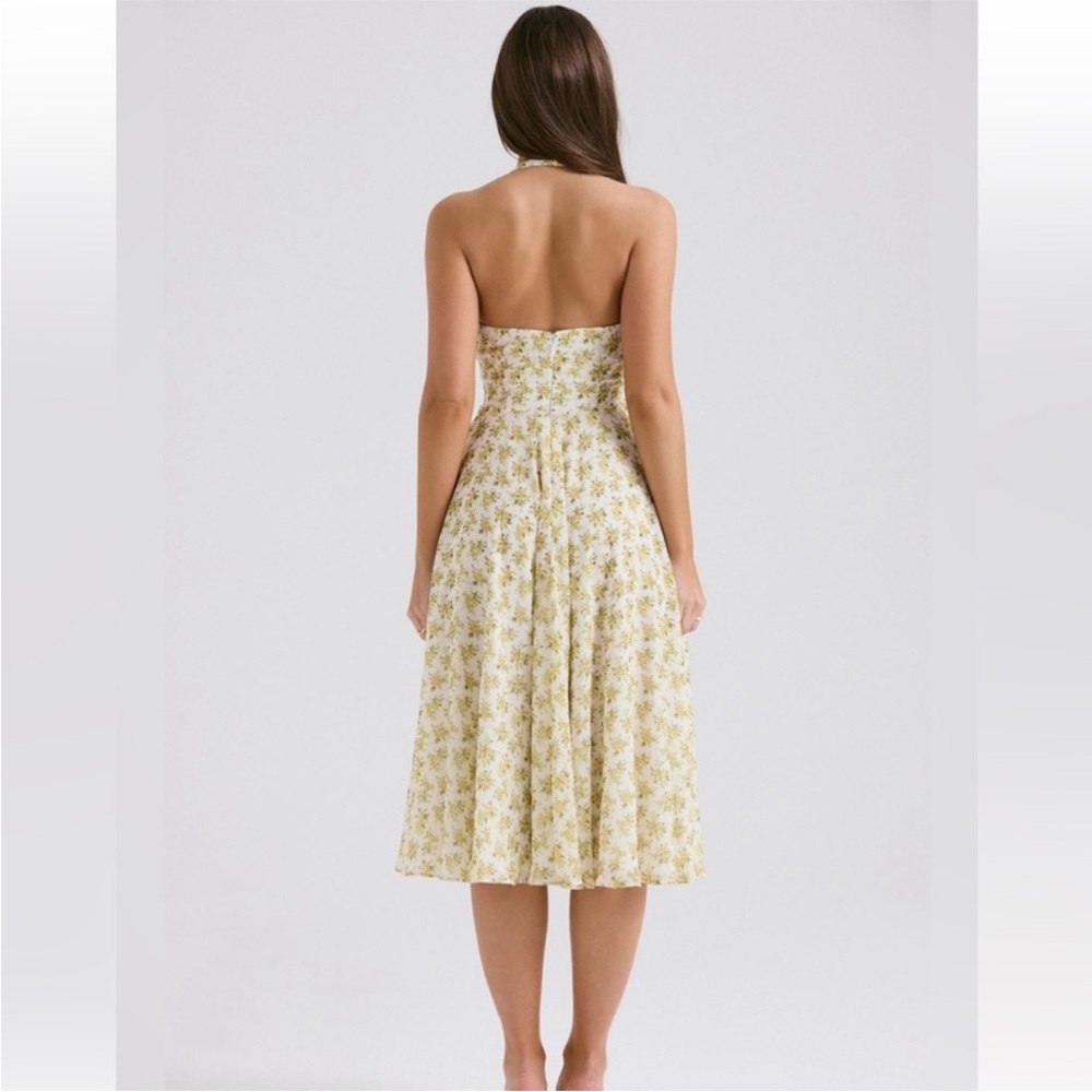 House of CB Ivory Vintage Floral Print Georgette Halter Sundress - Picture 8 of 9